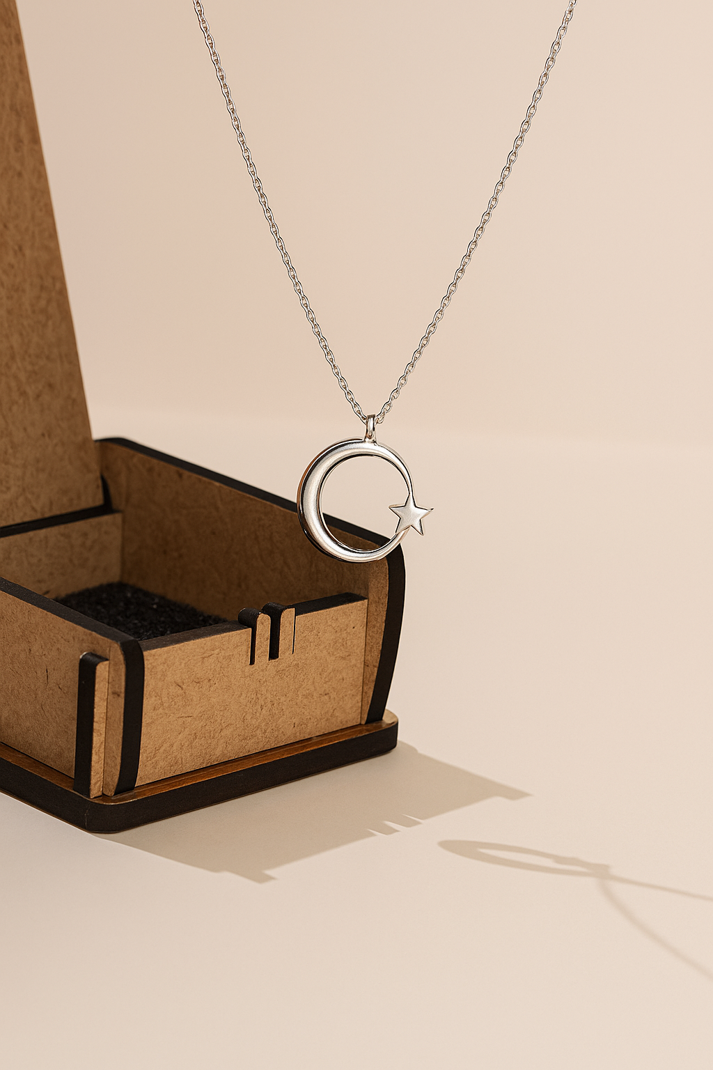 925 Ayar Gümüş Kaplama Ay Yıldız Kolye