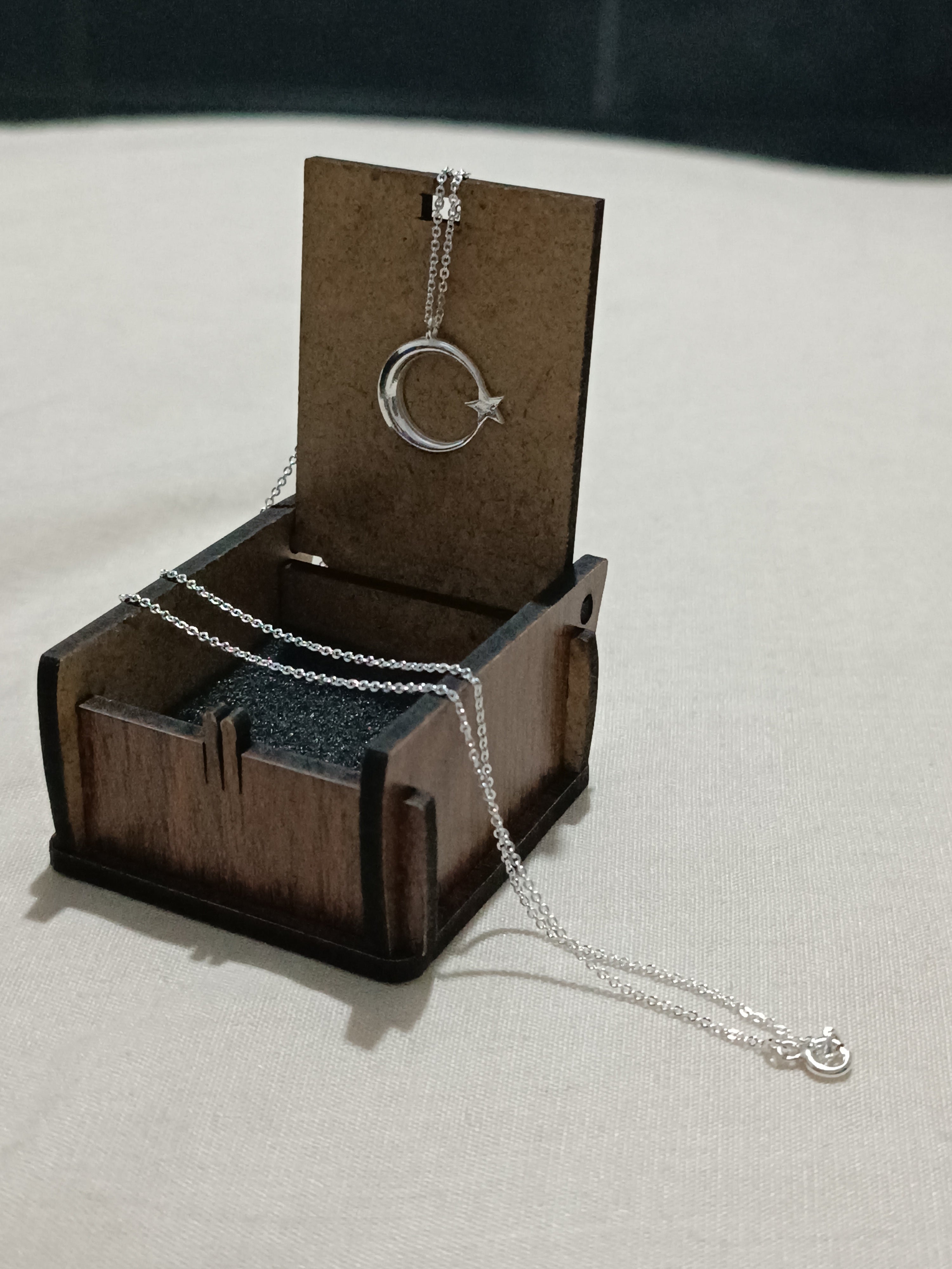 925 Ayar Gümüş Kaplama Ay Yıldız Kolye