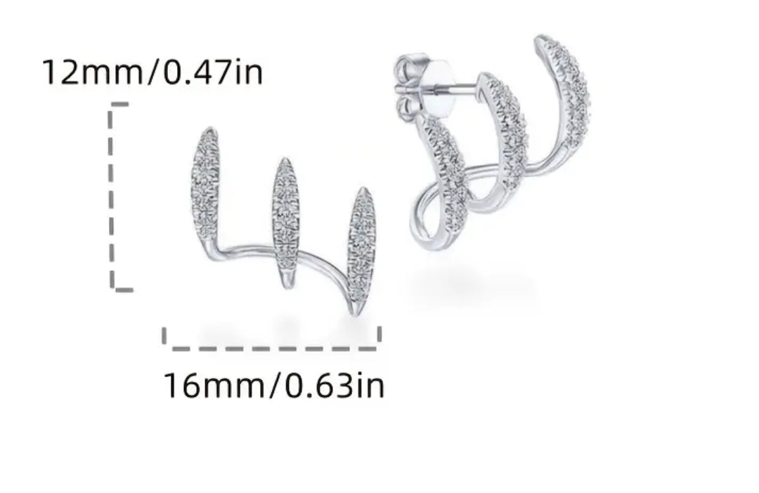 925 Gümüş 3 dişli küpe