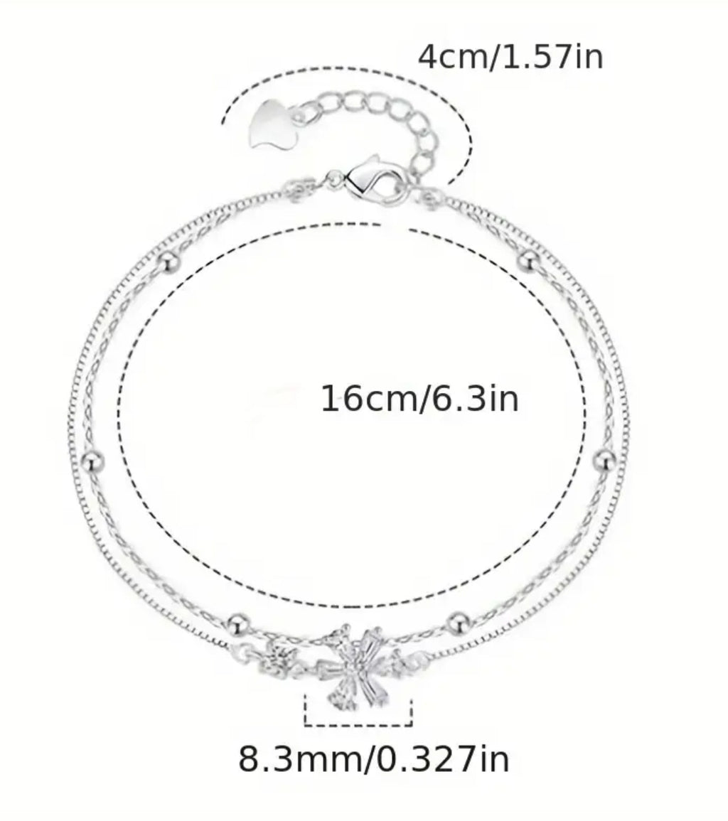 Gümüş Kaplama çift katmanlı kiraz çiçeği bileklik