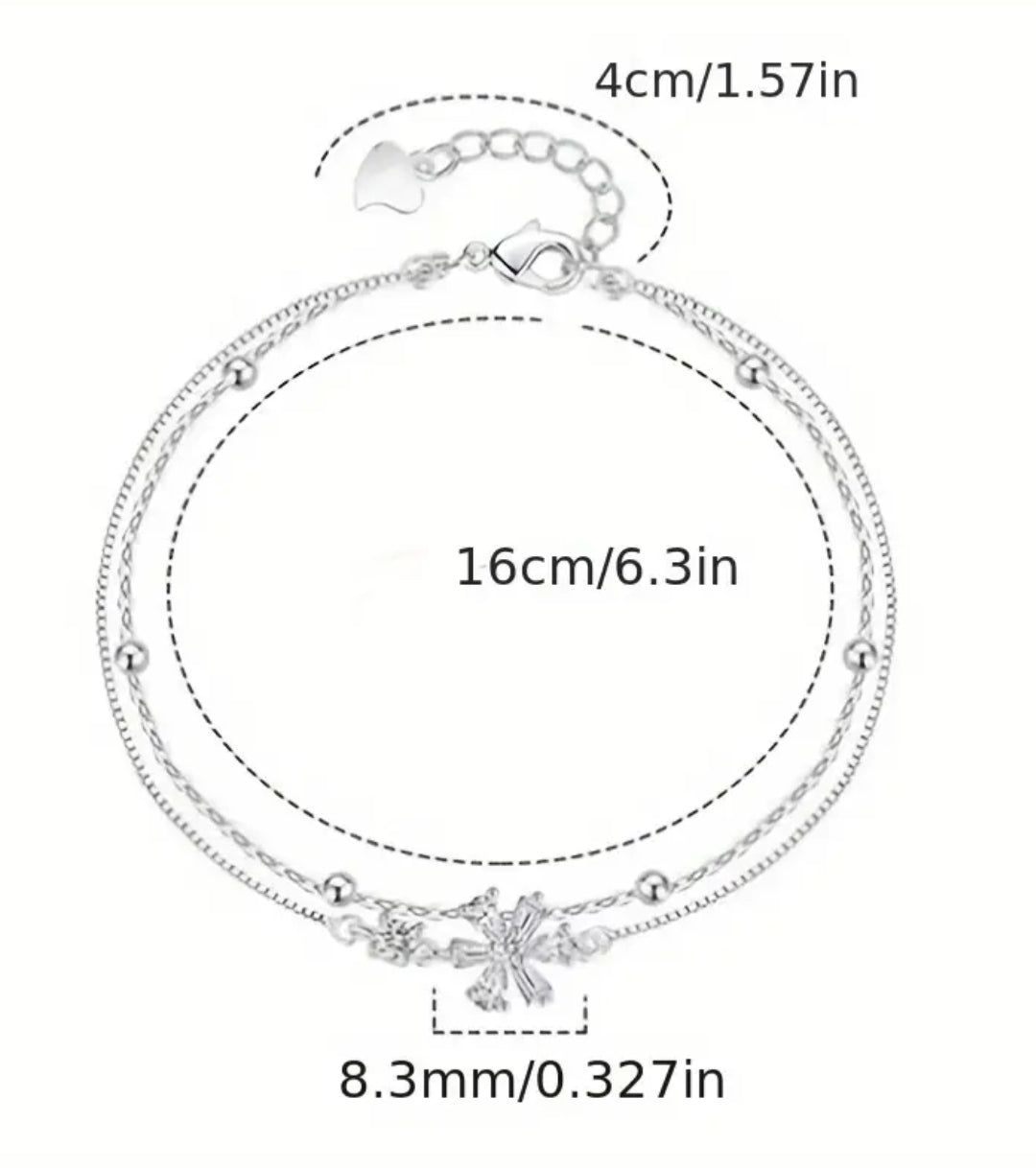 Gümüş Kaplama çift katmanlı kiraz çiçeği bileklik