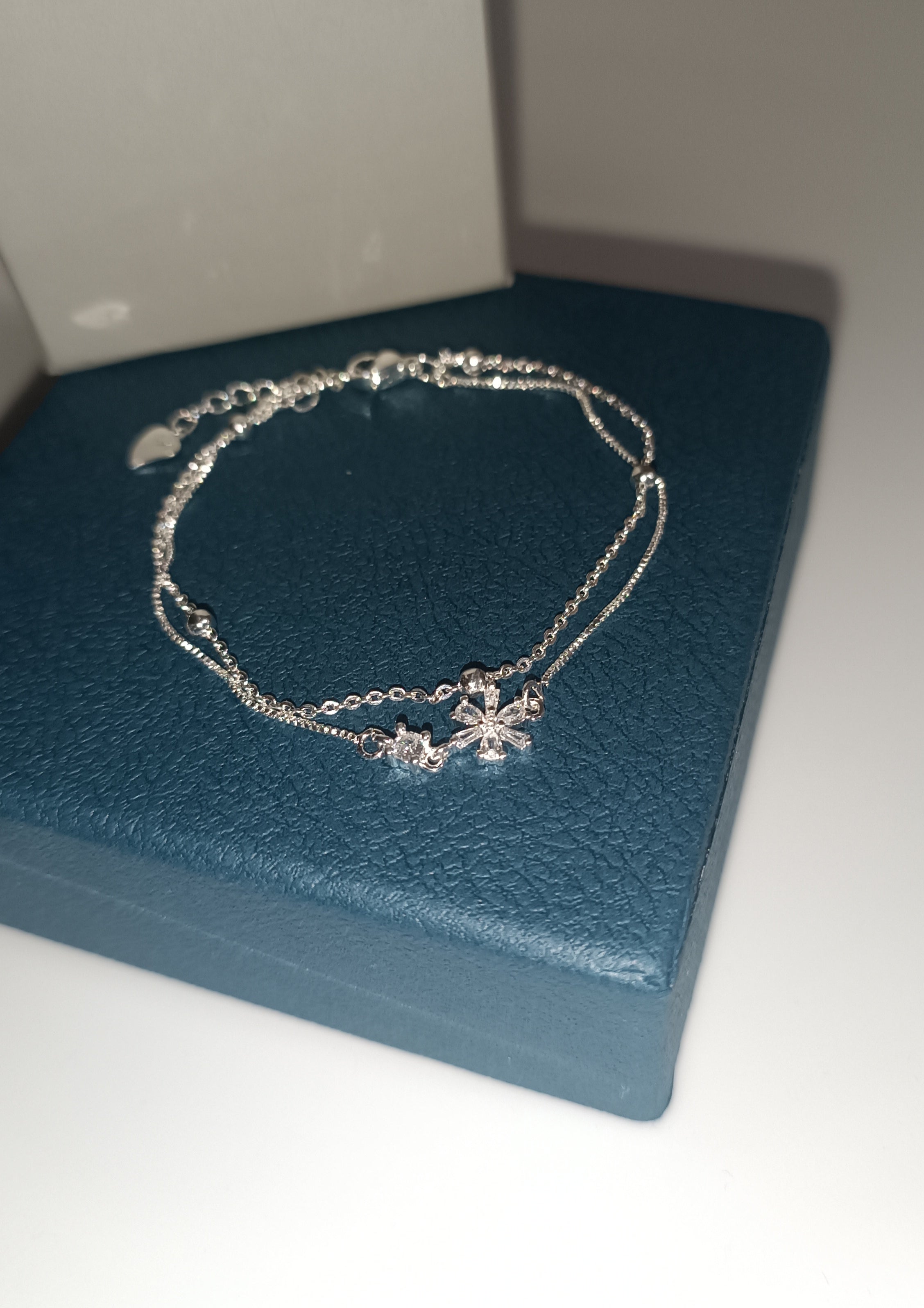 Gümüş Kaplama çift katmanlı kiraz çiçeği bileklik