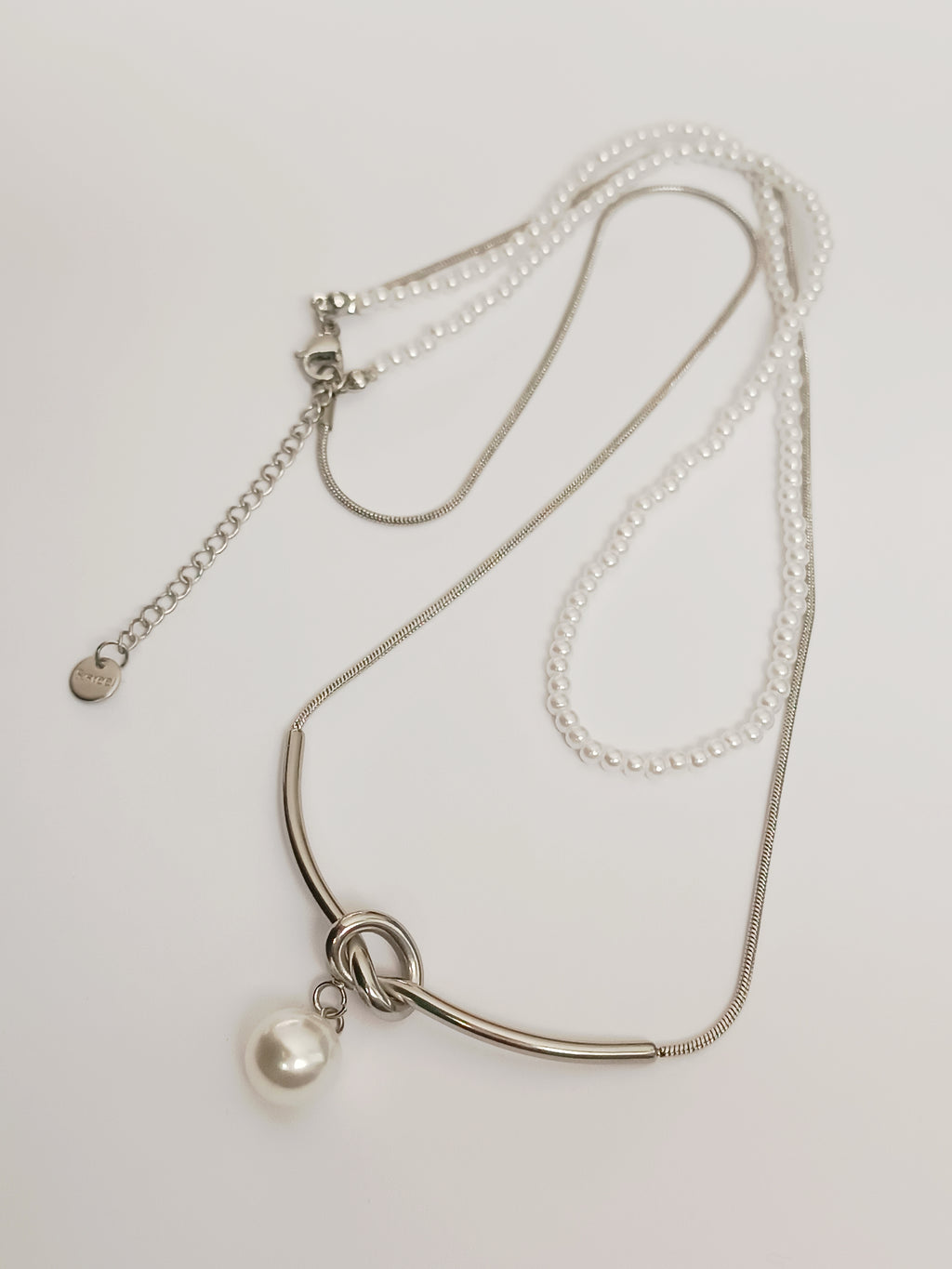 ÇELİK VE İNCİLİ KOLYE