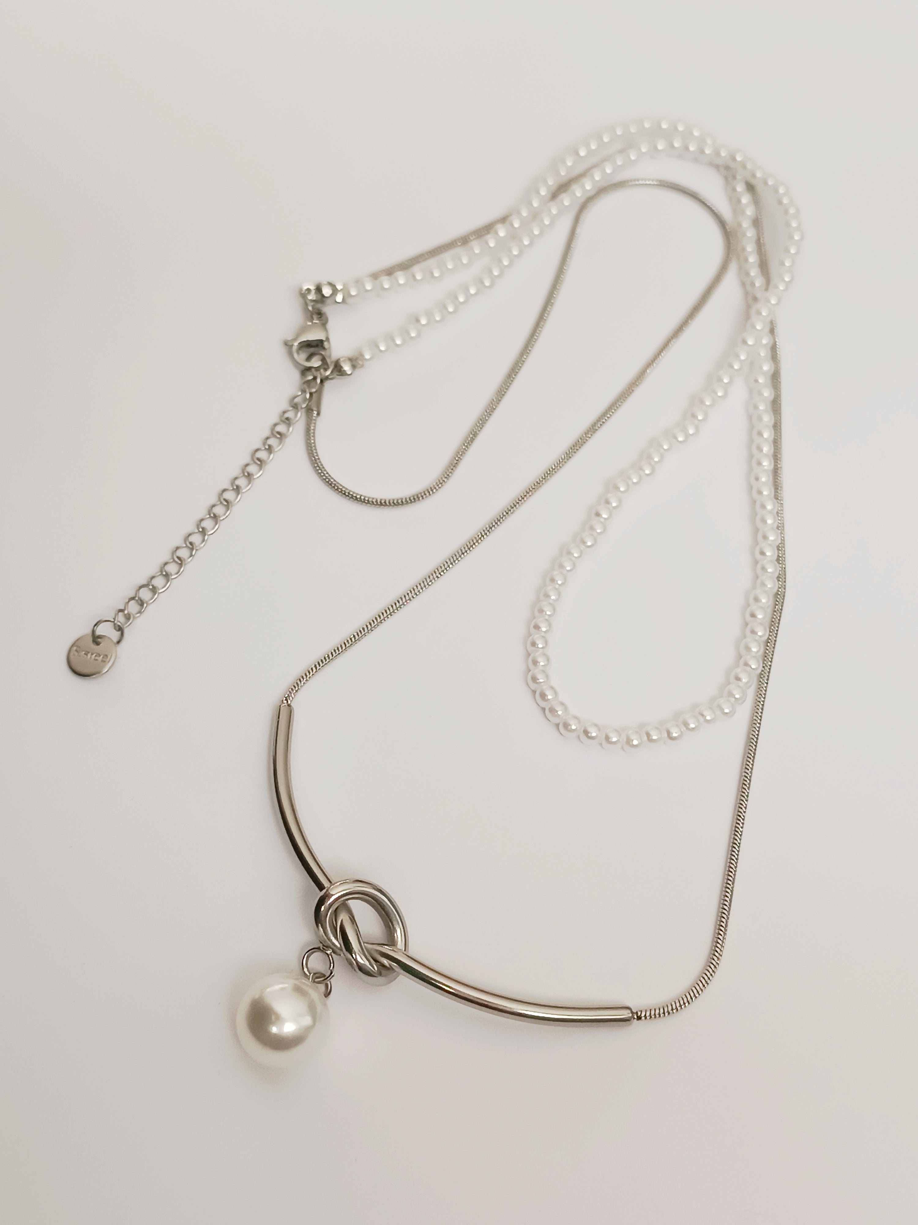 ÇELİK VE İNCİLİ KOLYE