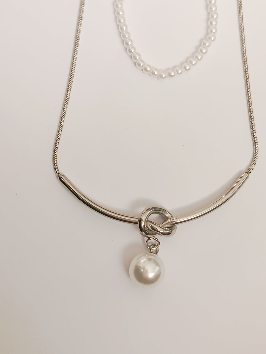 ÇELİK VE İNCİLİ KOLYE