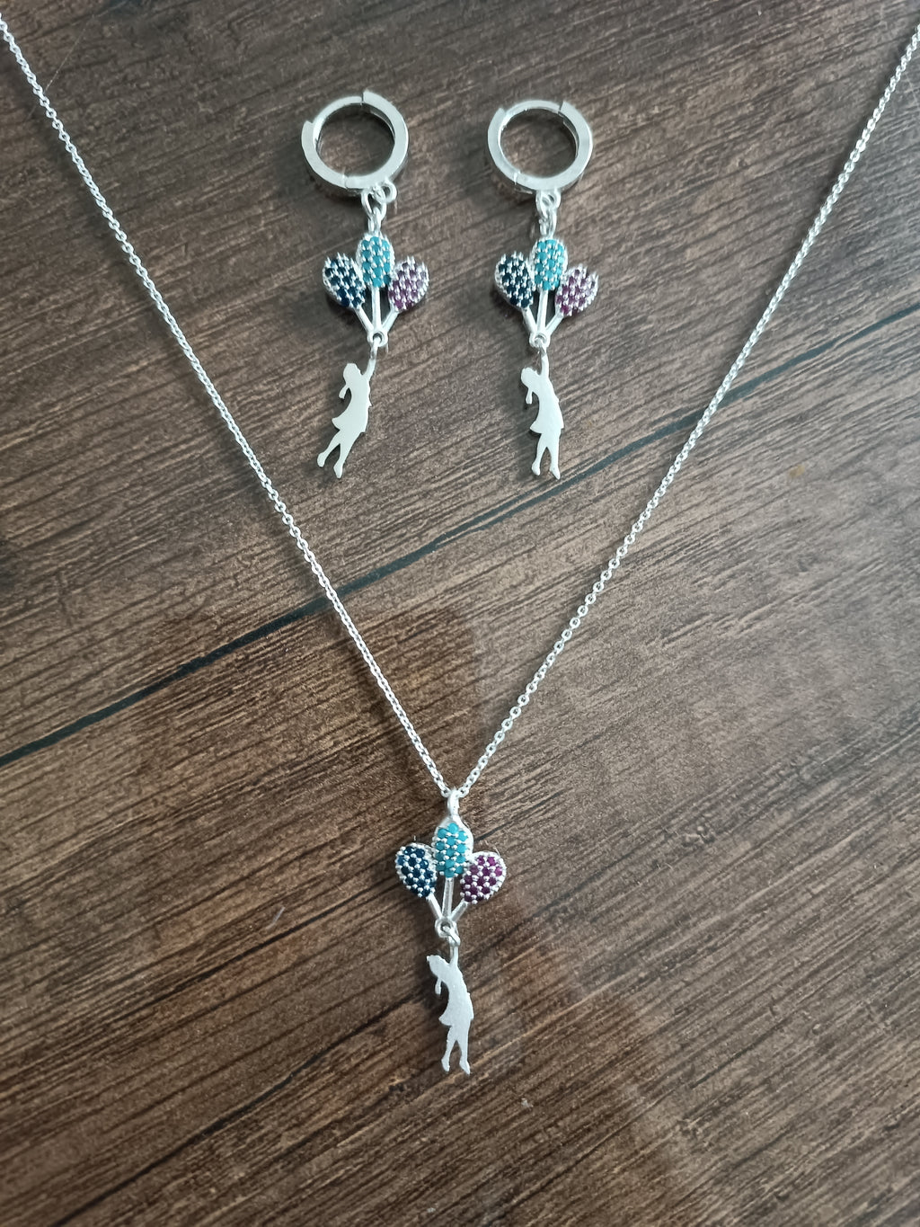 Gümüş kolye ve küpe set ışıltılı zerafet MİRZA LİORA