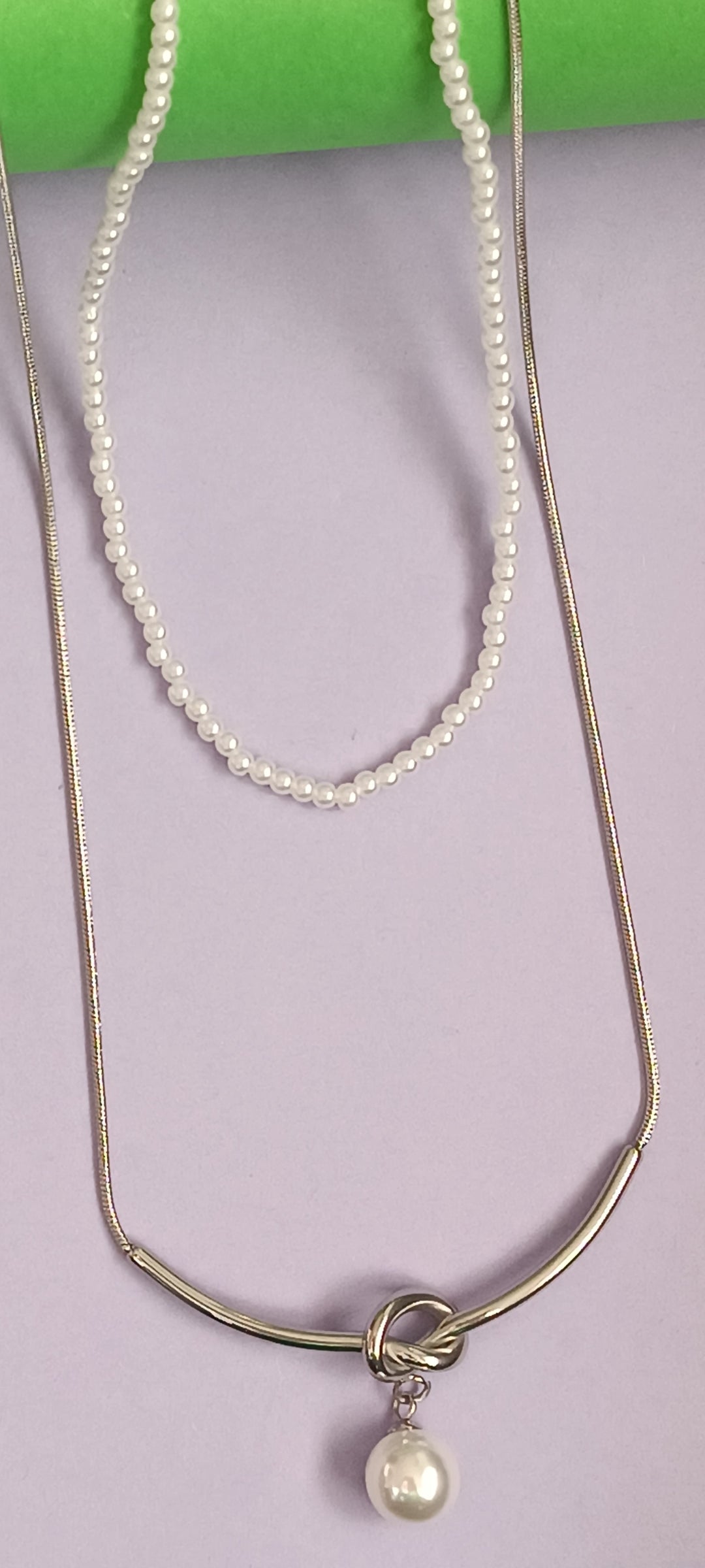 ÇELİK VE İNCİLİ KOLYE